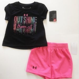 ♦️NWT UA outshine them All tee & short set infant 12M